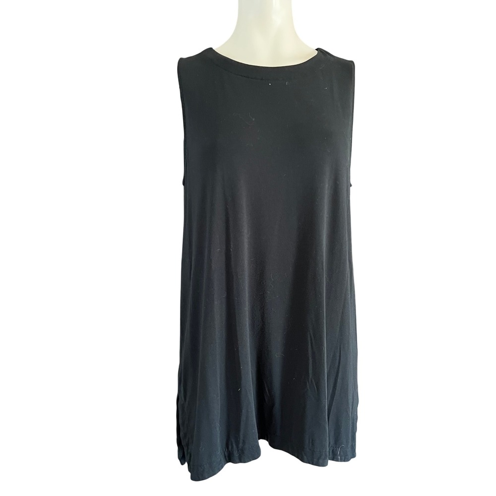 J JILL Wearever Sleeveless Black Tunic Top Crew Neck Relaxed Large Tall